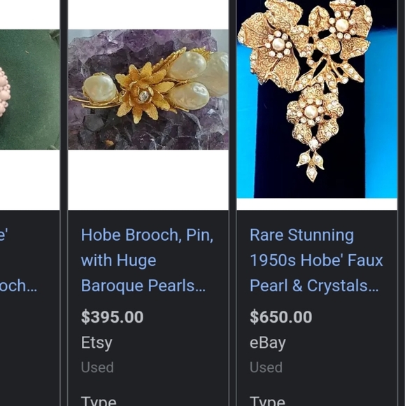 Large Hobé Baroque 3.5" Gold and Cream Brooch Mid-century Rare - Picture 4 of 4